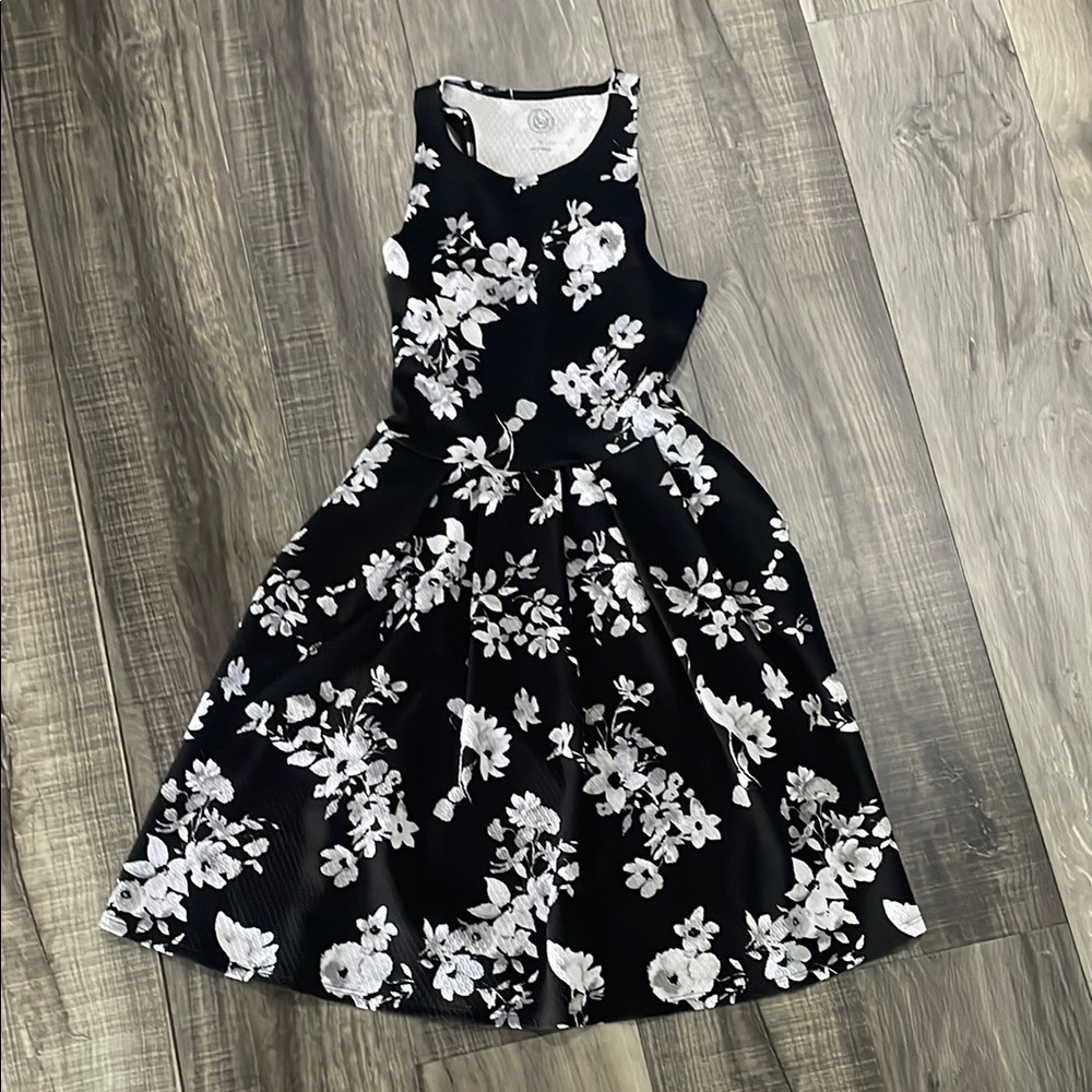 Floral Black and White Dress